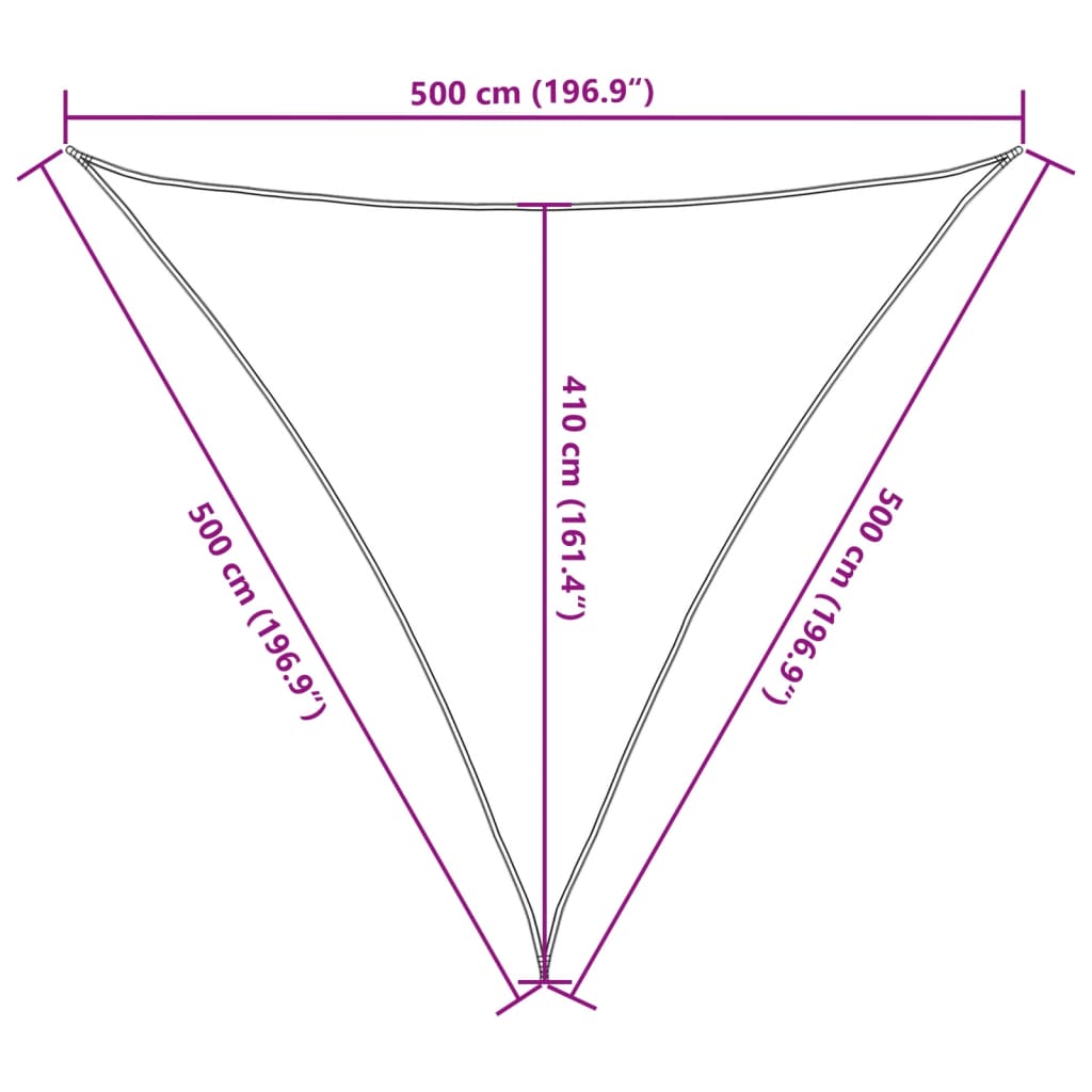 vidaXL Toldo de vela poliéster oxford 100% gris claro 5x5x5 m