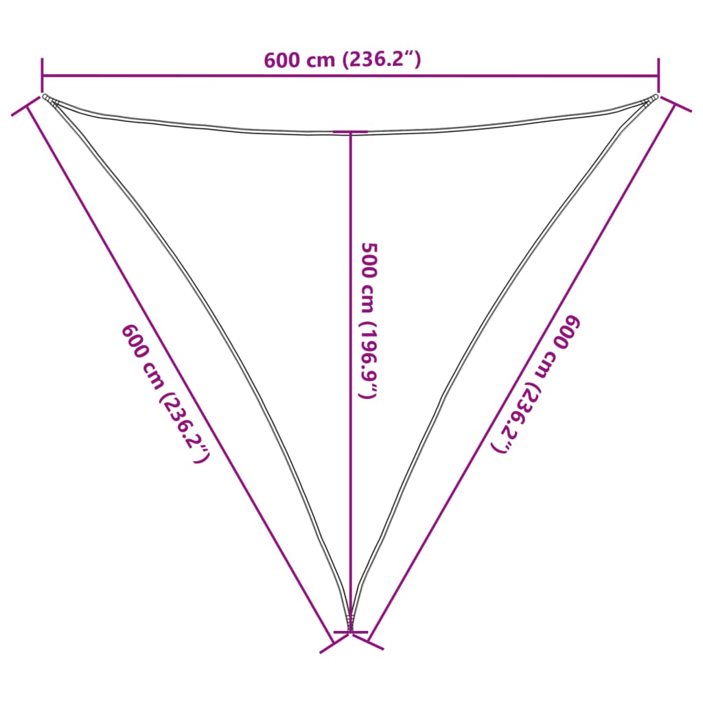 vidaXL Toldo de vela poliéster oxford 100% gris claro 6x6x6 m