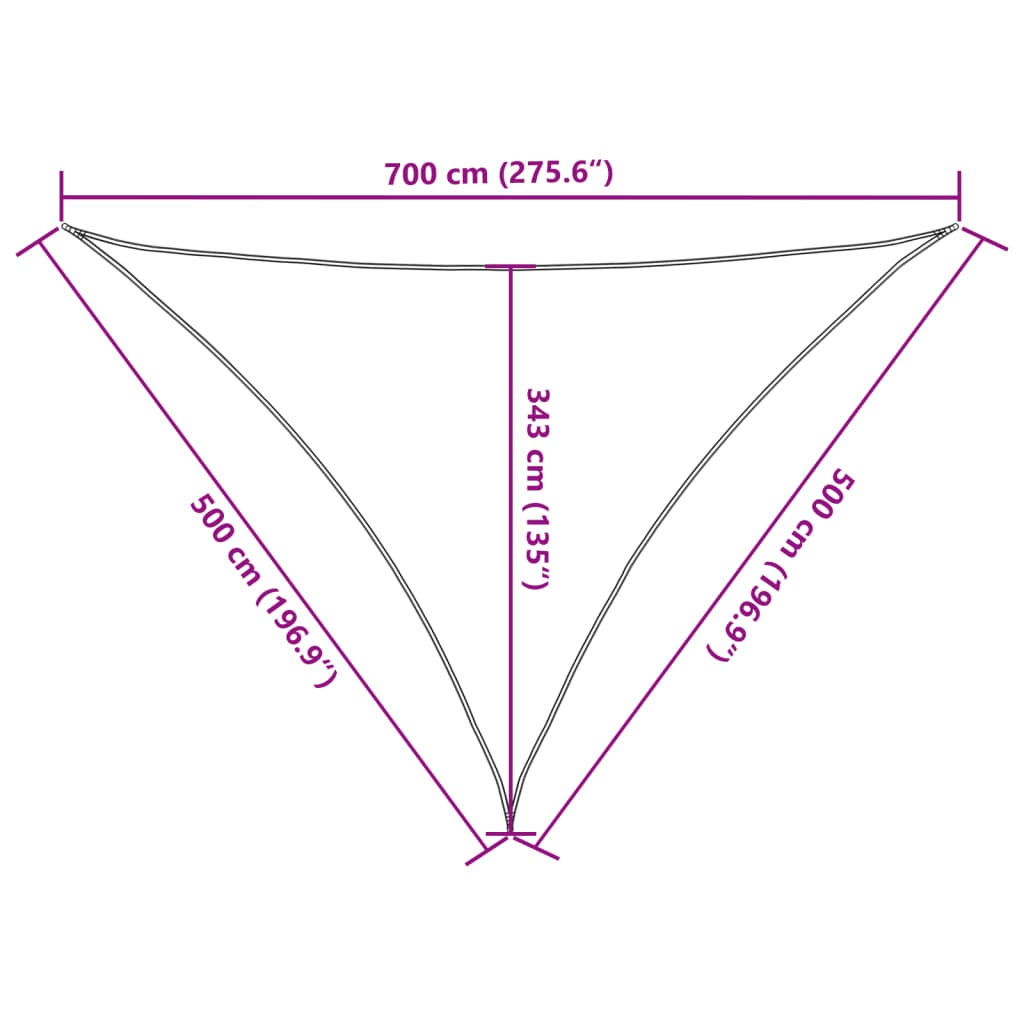 vidaXL Toldo de vela poliéster oxford 100% arena 7x5x5 m