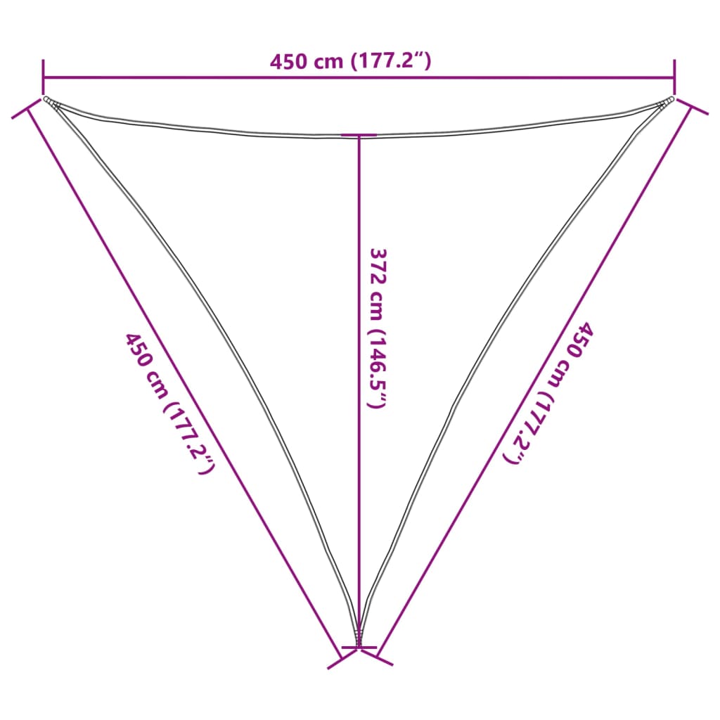 vidaXL Toldo de vela poliéster oxford 100% arena 4,5x4,5x4,5 m