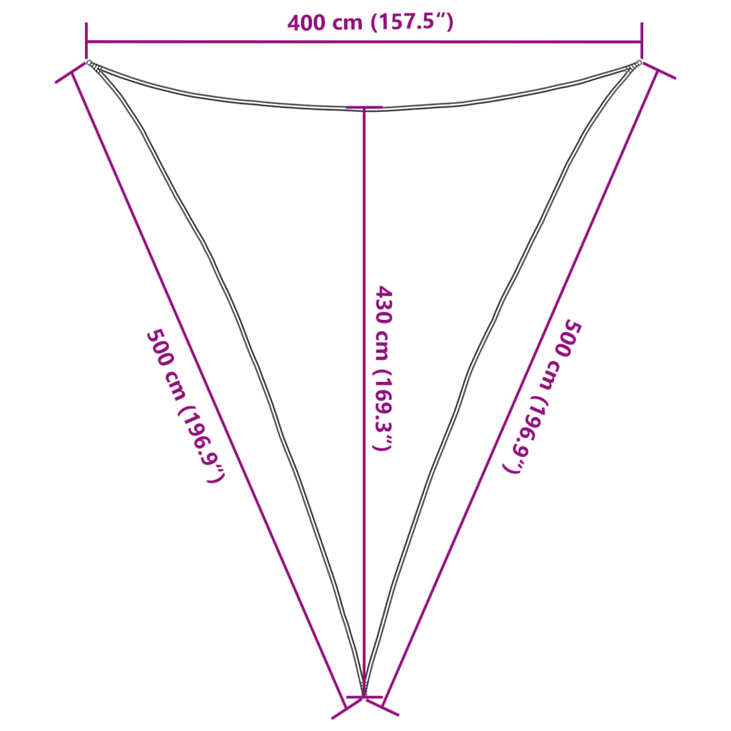 vidaXL Toldo de vela poliéster oxford 100% arena 4x5x5 m