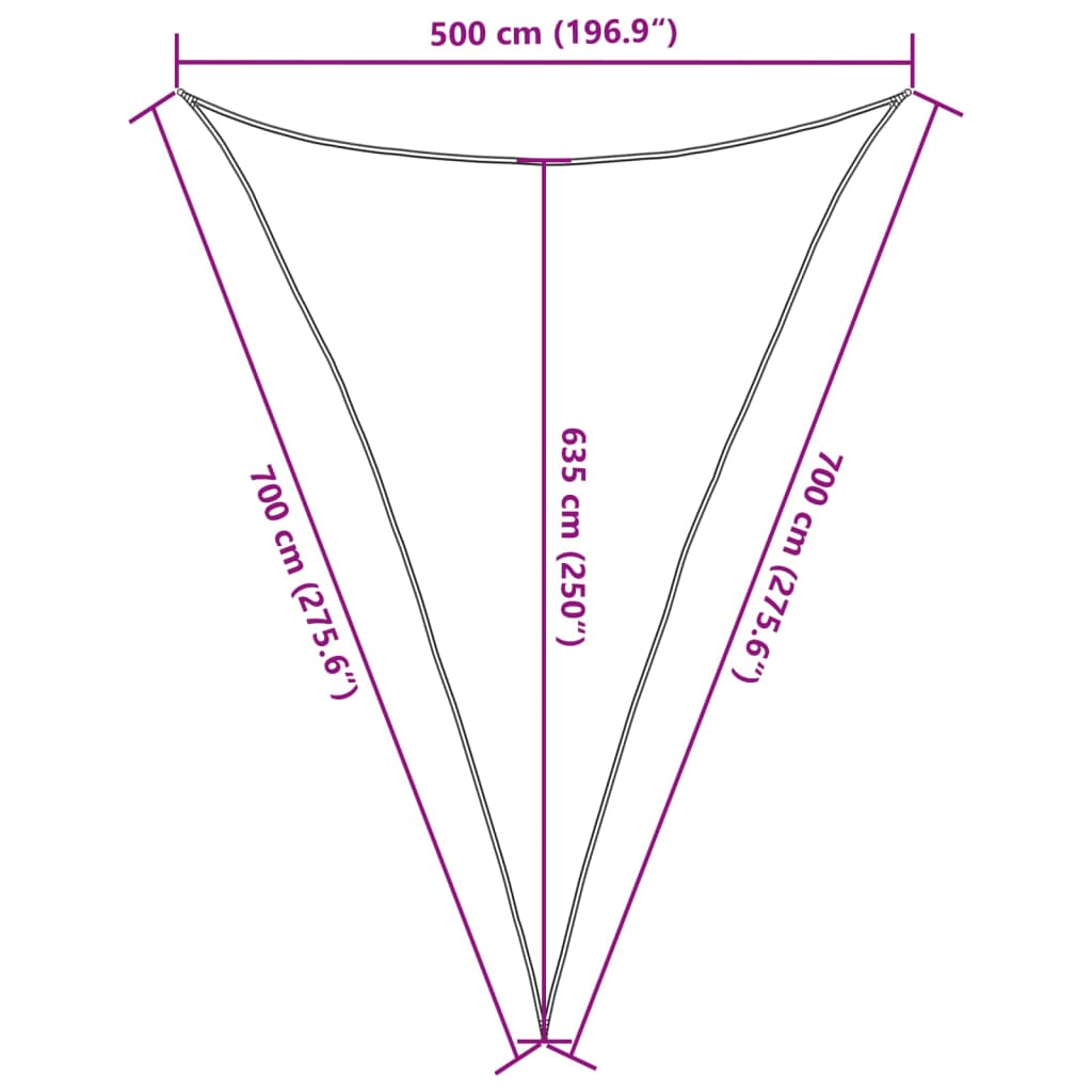 vidaXL Toldo de vela poliéster oxford 100% arena 5x7x7 m