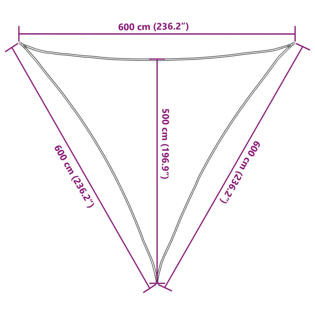 vidaXL Toldo de vela poliéster oxford 100% arena 6x6x6 m