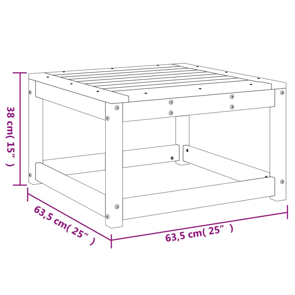 vidaXL Taburete de jardín madera maciza de pino marrón cera