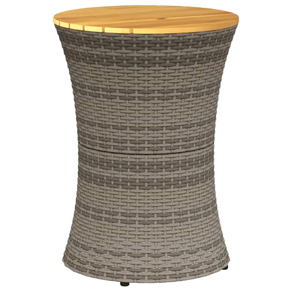 vidaXL Mesa de jardín en forma de tambor ratán sintético y madera gris