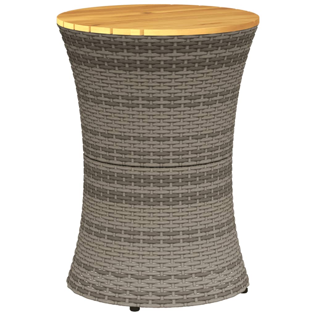 vidaXL Mesa de jardín en forma de tambor ratán sintético y madera gris