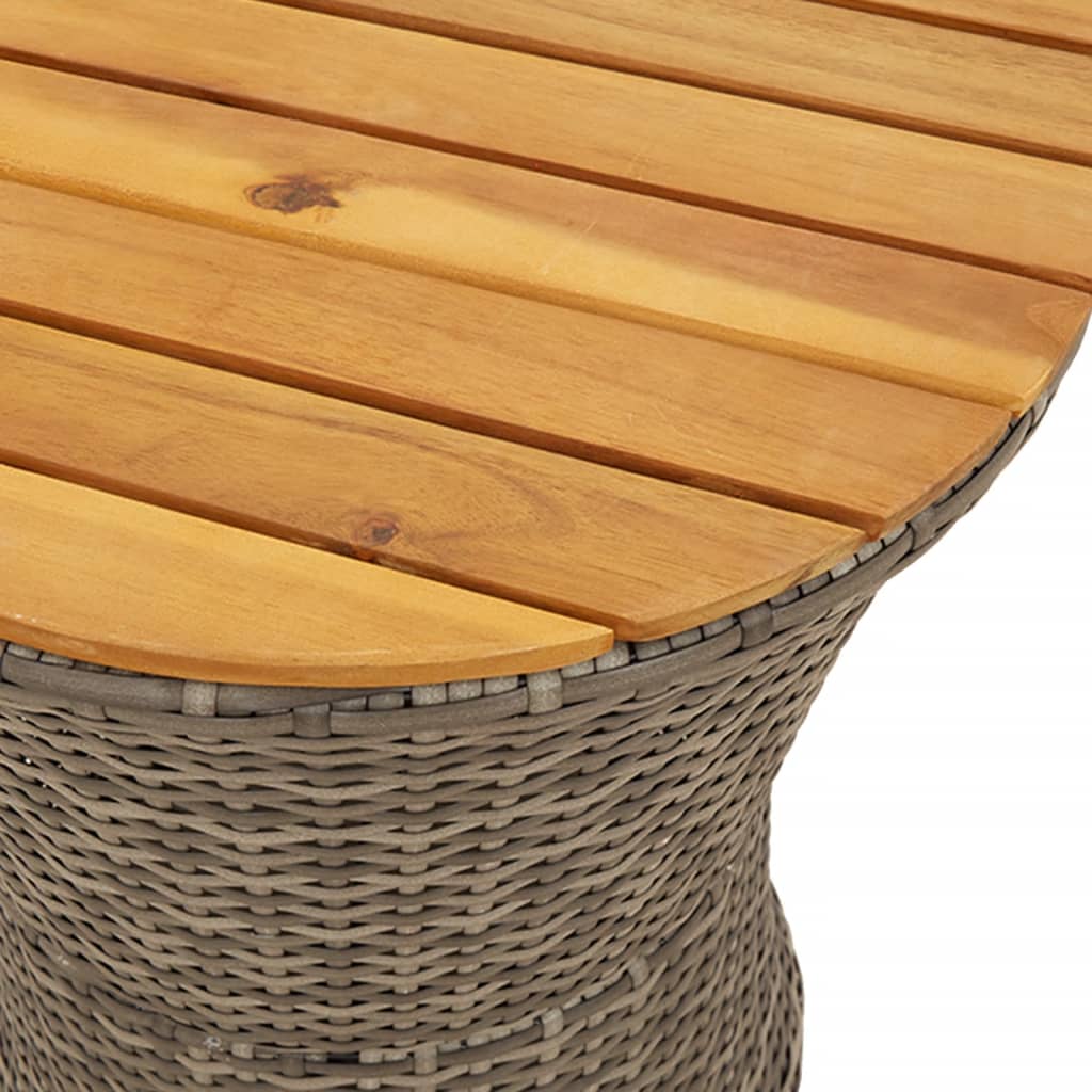 vidaXL Mesa de jardín en forma de tambor ratán sintético y madera gris