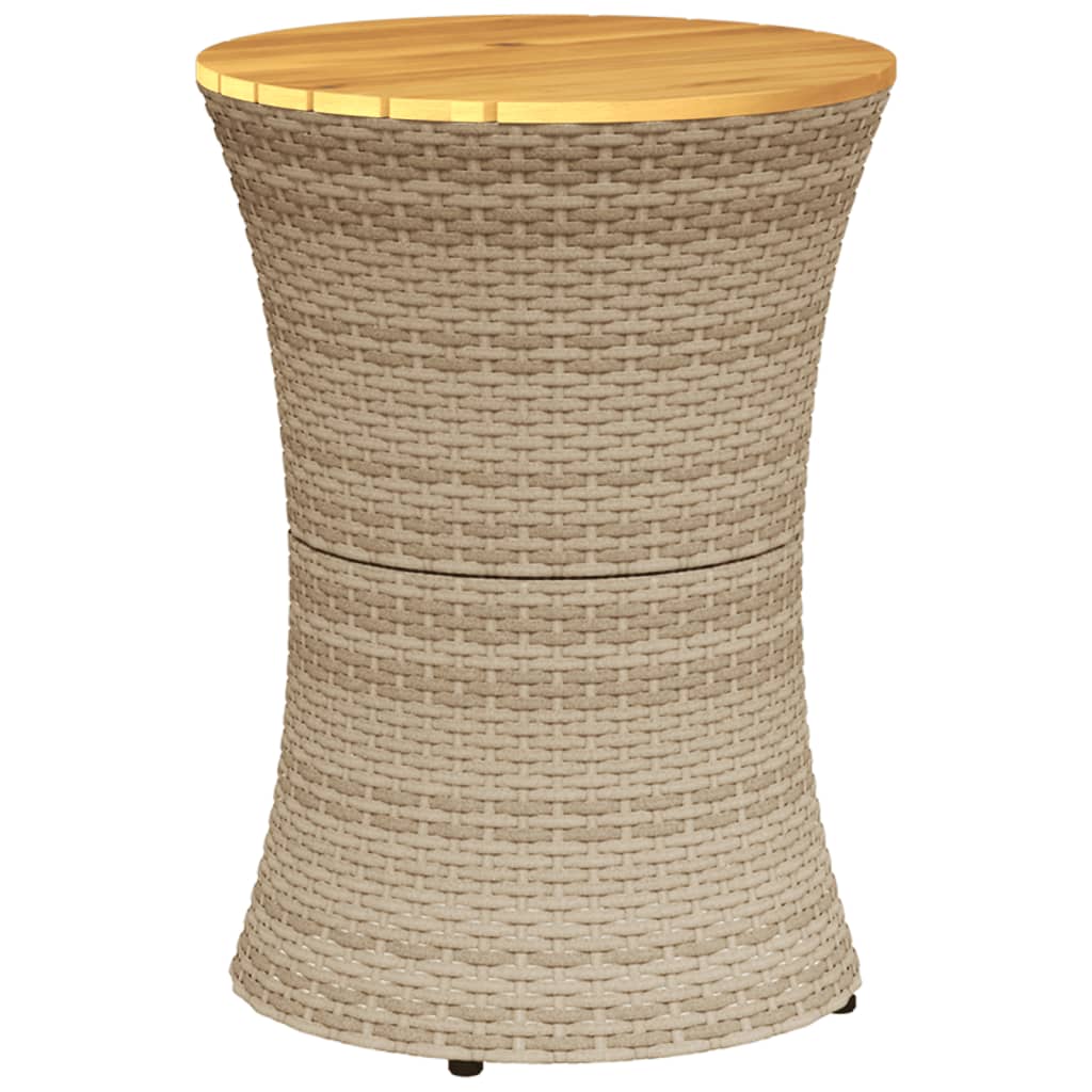 vidaXL Mesa de jardín forma de tambor ratán sintético y madera beige