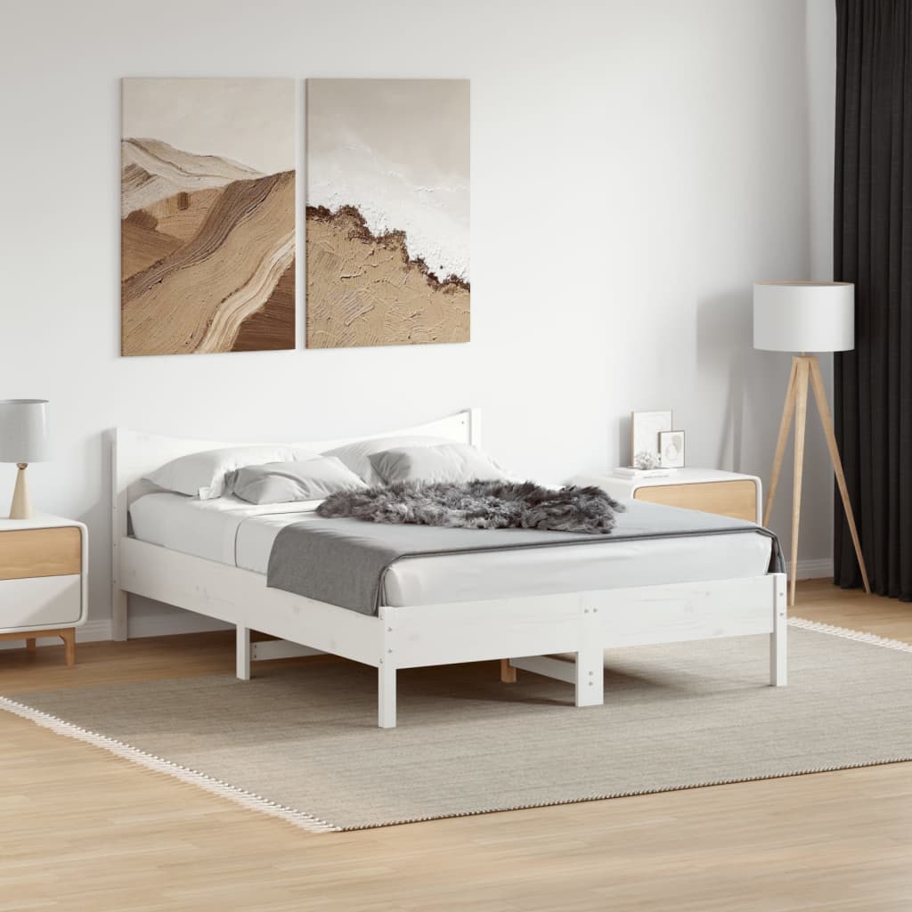 vidaXL Estructura de cama sin colchón madera de pino blanca 140x190 cm