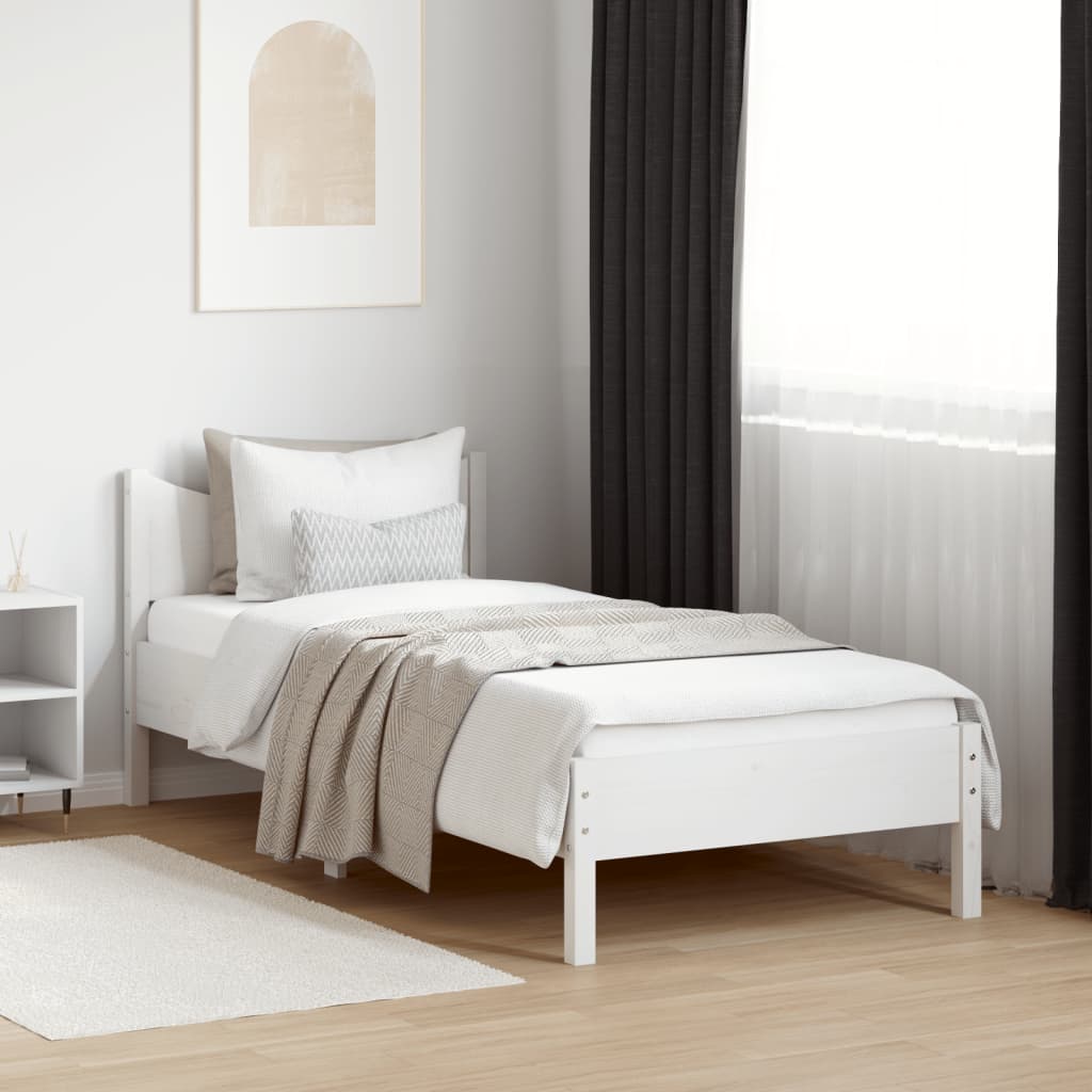 vidaXL Estructura de cama sin colchón madera maciza blanca 75x190 cm