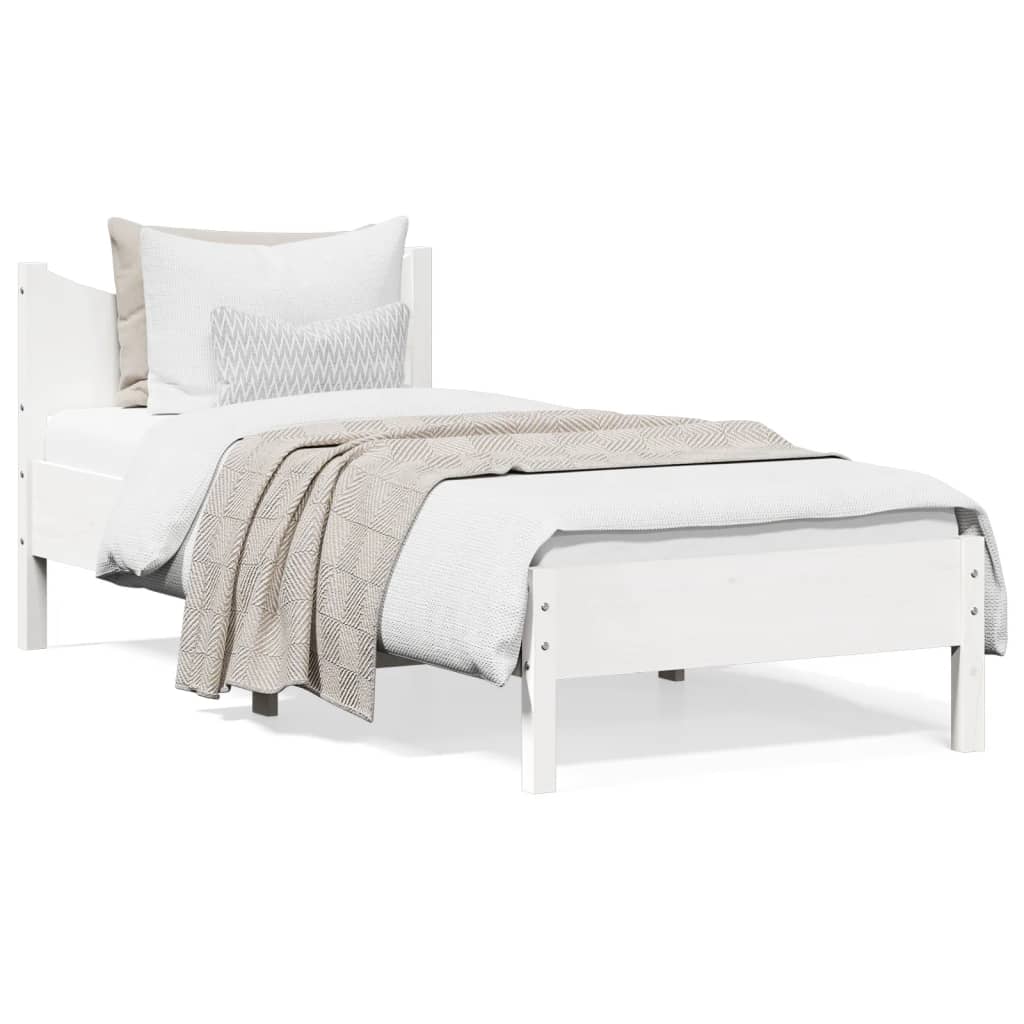 vidaXL Estructura de cama sin colchón madera maciza blanca 75x190 cm