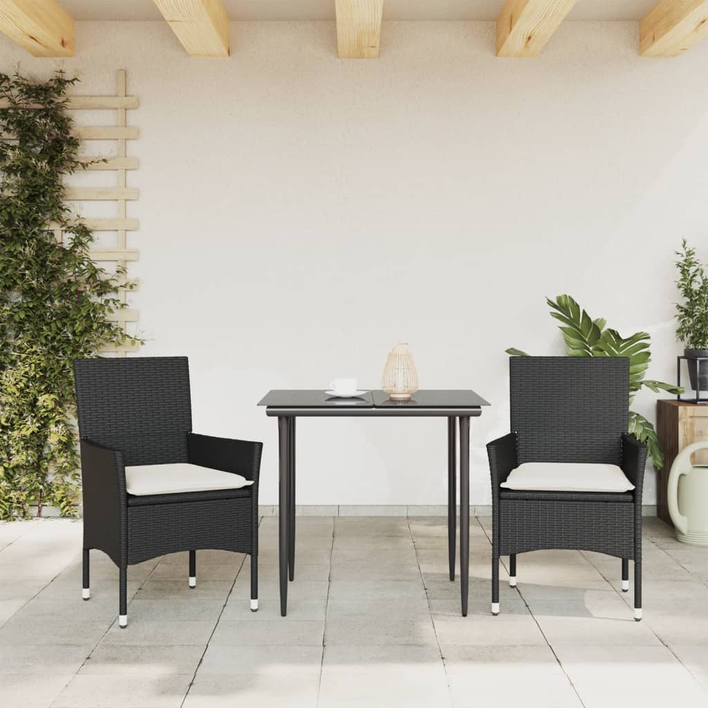 vidaXL Sillones de jardín con cojines 2 uds ratán sintético negro