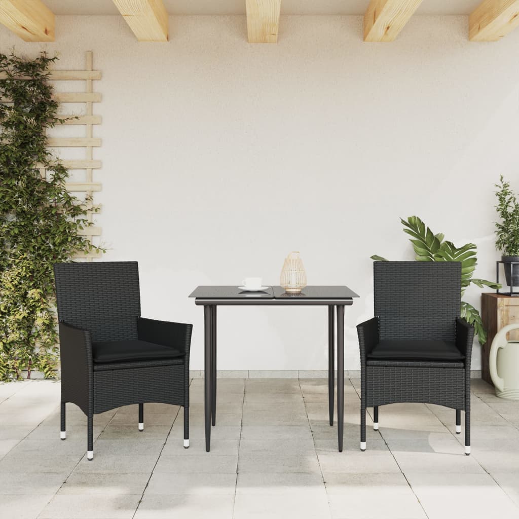 vidaXL Sillones de jardín con cojines 2 uds ratán sintético negro