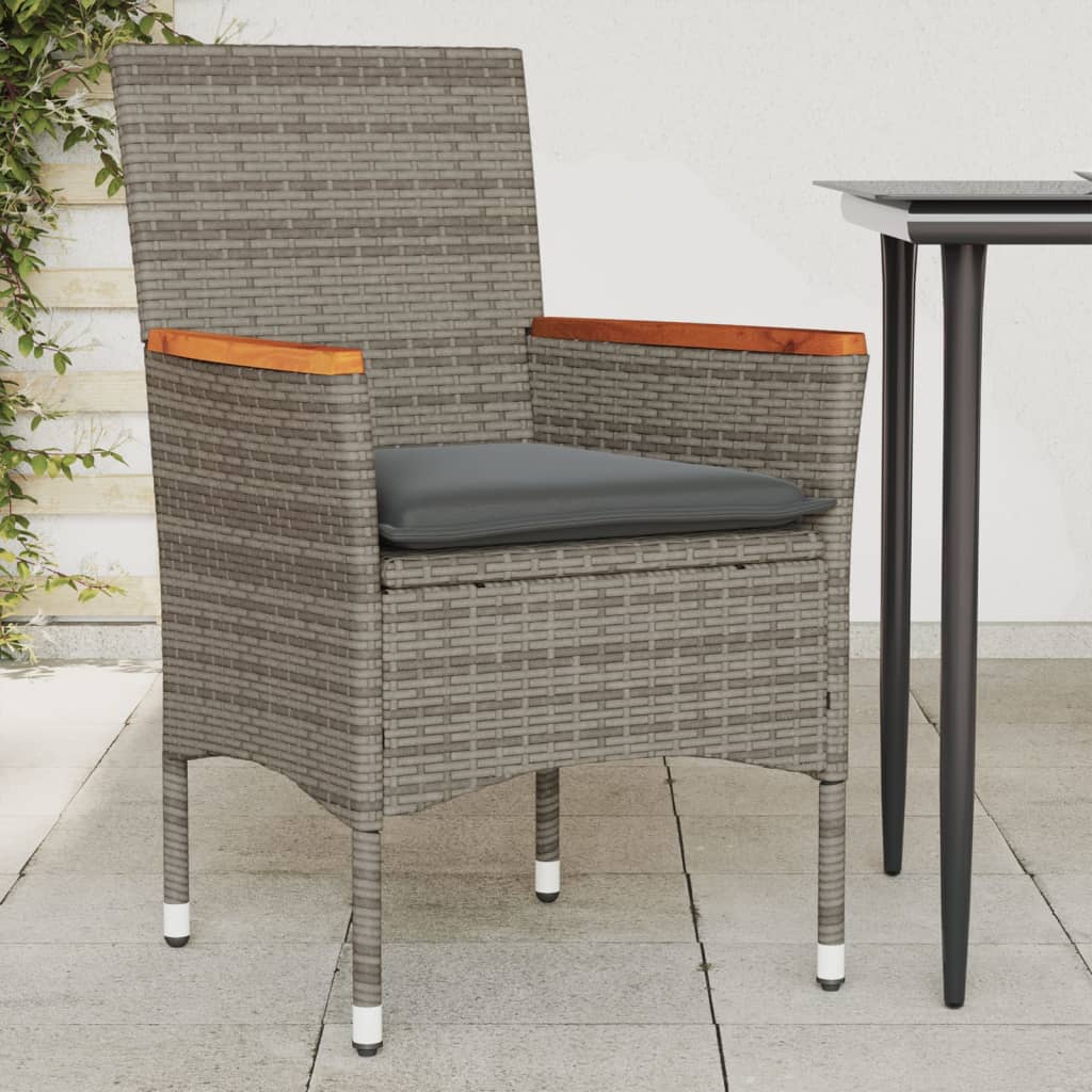 vidaXL Sillones de jardín con cojines 2 uds ratán sintético gris