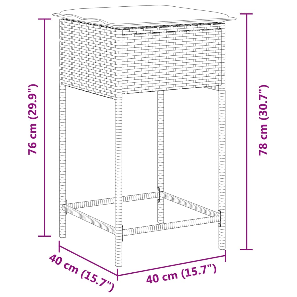 vidaXL Taburetes de cocina con cojines 2 uds ratán sintético negro