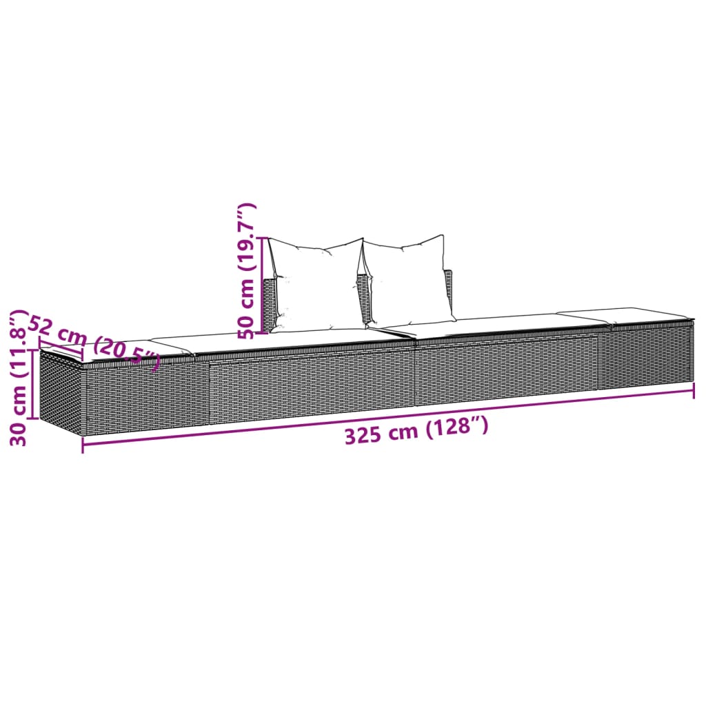 vidaXL Tumbona doble con cojines ratán sintético beige