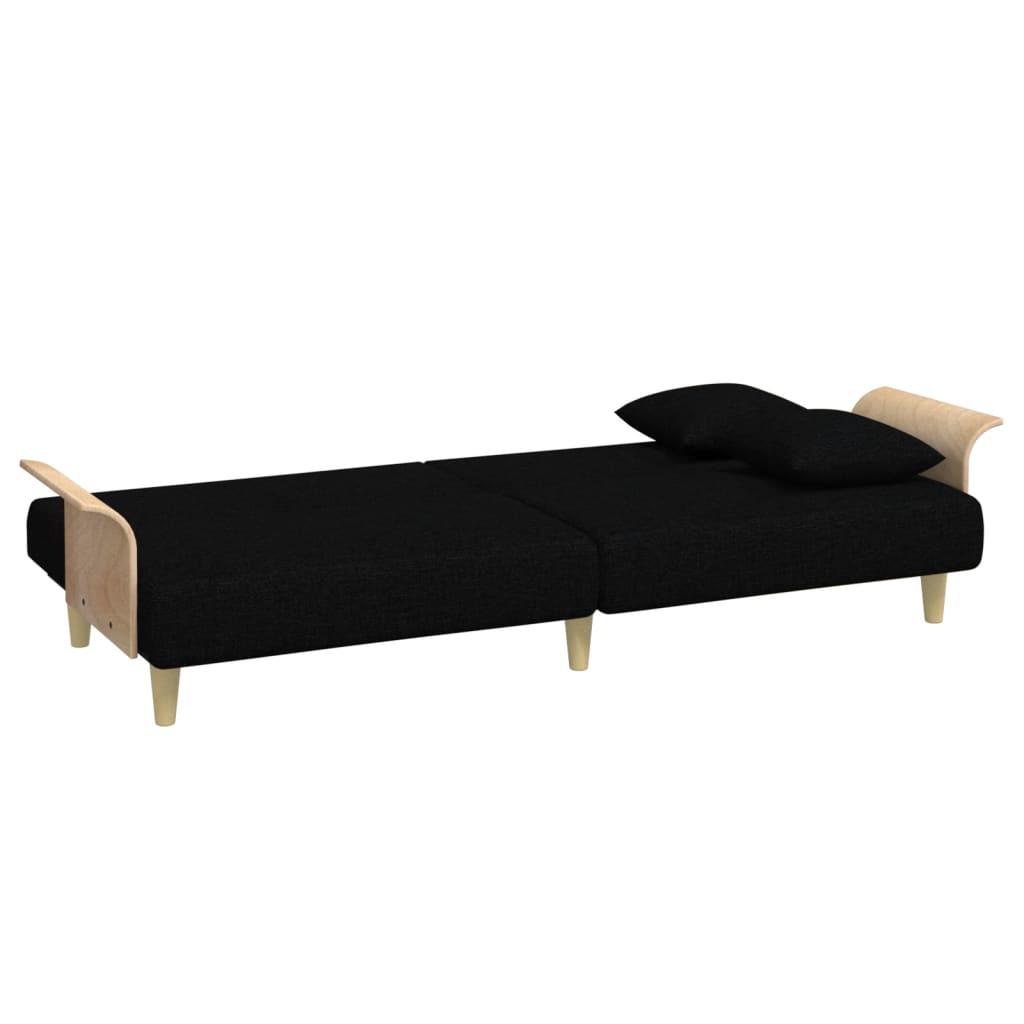 vidaXL Sofá cama de 2 plazas con almohadas y taburete terciopelo negro