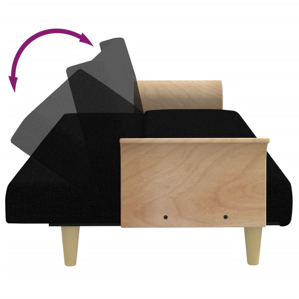 vidaXL Sofá cama de 2 plazas con almohadas y taburete terciopelo negro