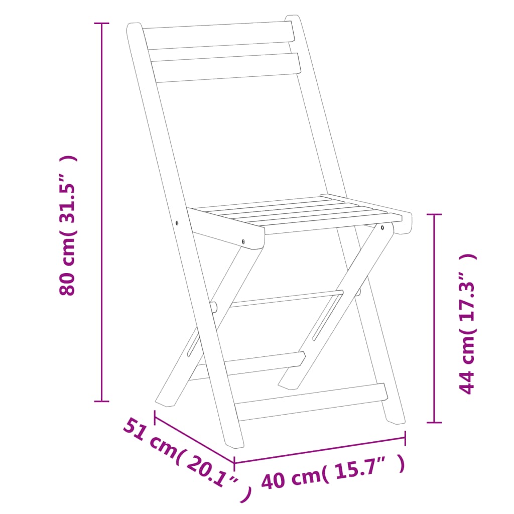 vidaXL Sillas de terraza plegables 4 uds madera maciza de acacia