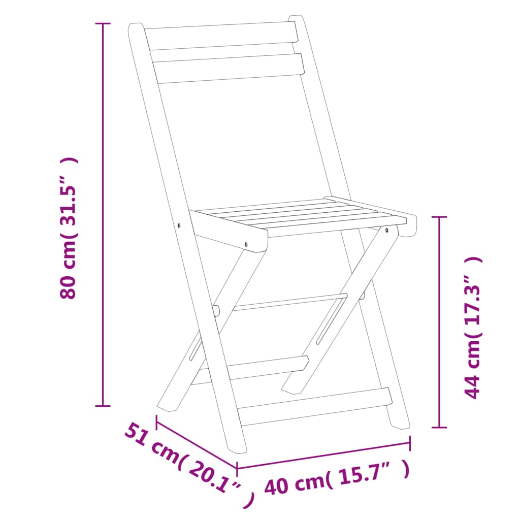 vidaXL Sillas de terraza plegables 8 uds madera maciza de acacia