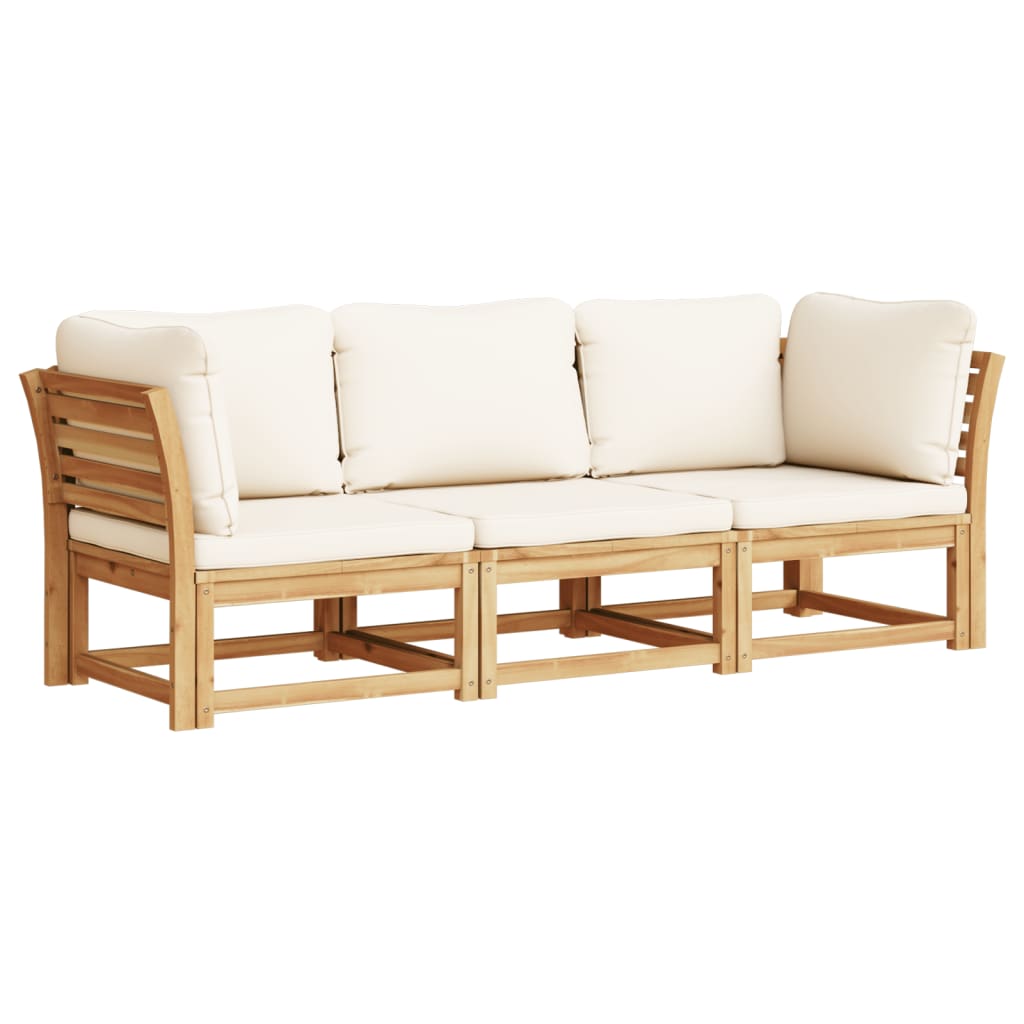 vidaXL Set de muebles para jardín 3 piezas con cojines madera acacia