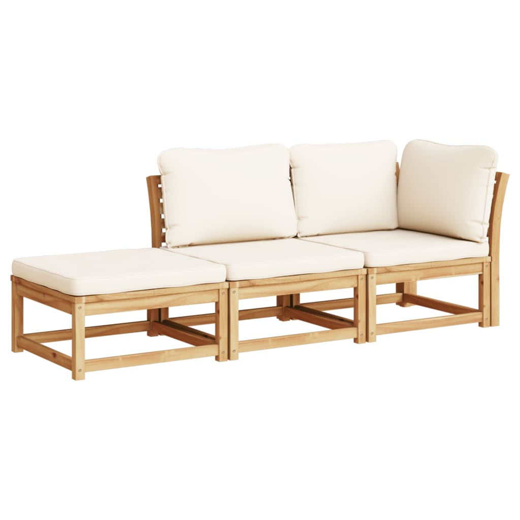 vidaXL Set de muebles para jardín 3 piezas con cojines madera acacia