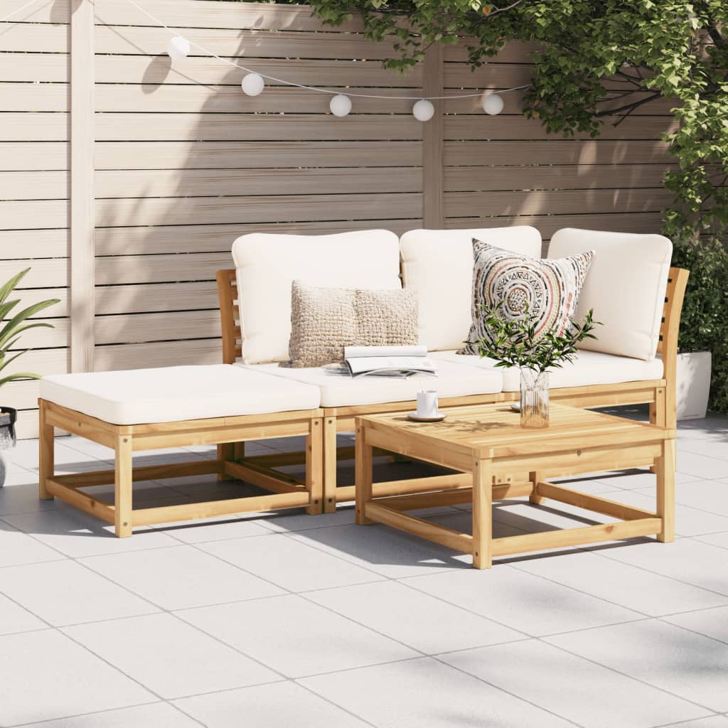 vidaXL Set de muebles para jardín 3 piezas con cojines madera acacia