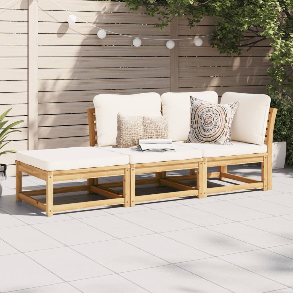 vidaXL Set de muebles para jardín 3 piezas con cojines madera acacia