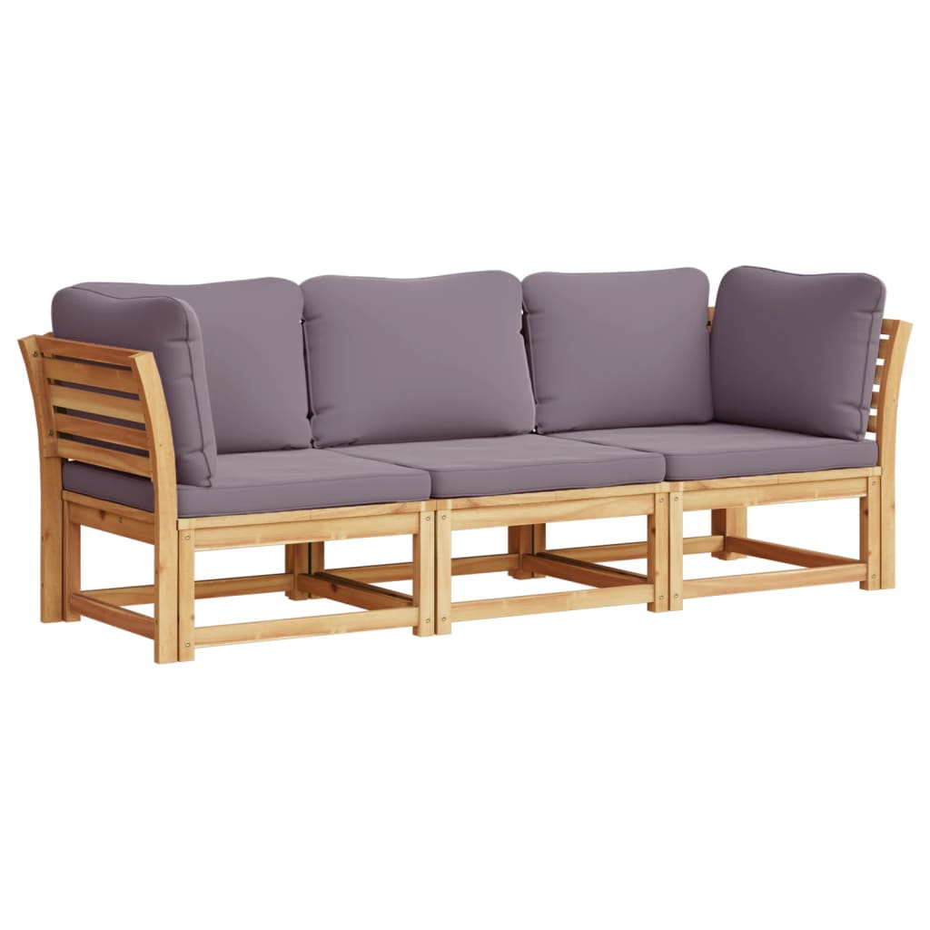 vidaXL Set de muebles para jardín 3 piezas con cojines madera acacia