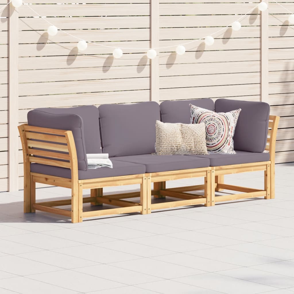 vidaXL Set de muebles para jardín 3 piezas con cojines madera acacia