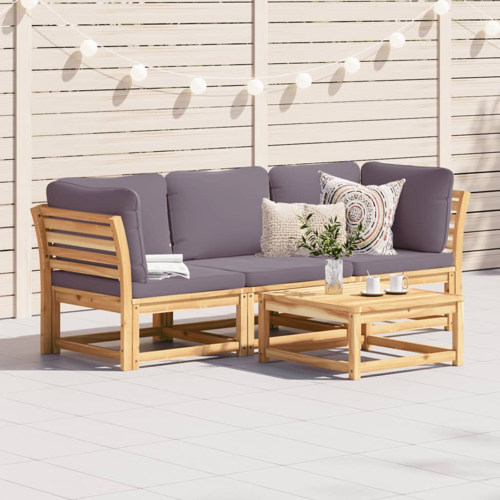 vidaXL Set de muebles para jardín 3 piezas con cojines madera acacia