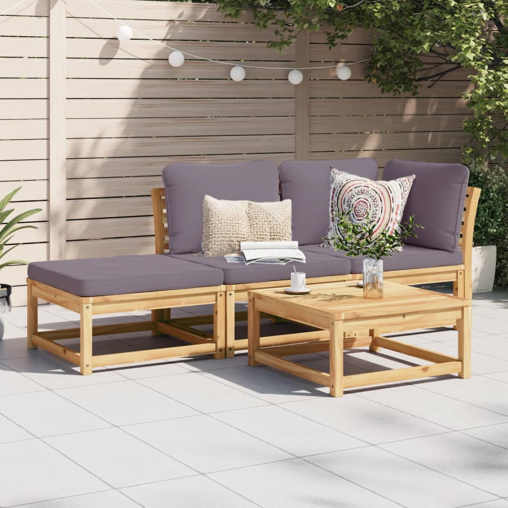 vidaXL Set de muebles para jardín 3 piezas con cojines madera acacia