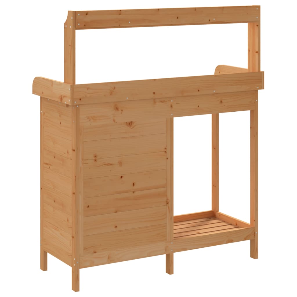 vidaXL Mesa para macetas con armario madera de abeto 110,5x45x124,5 cm