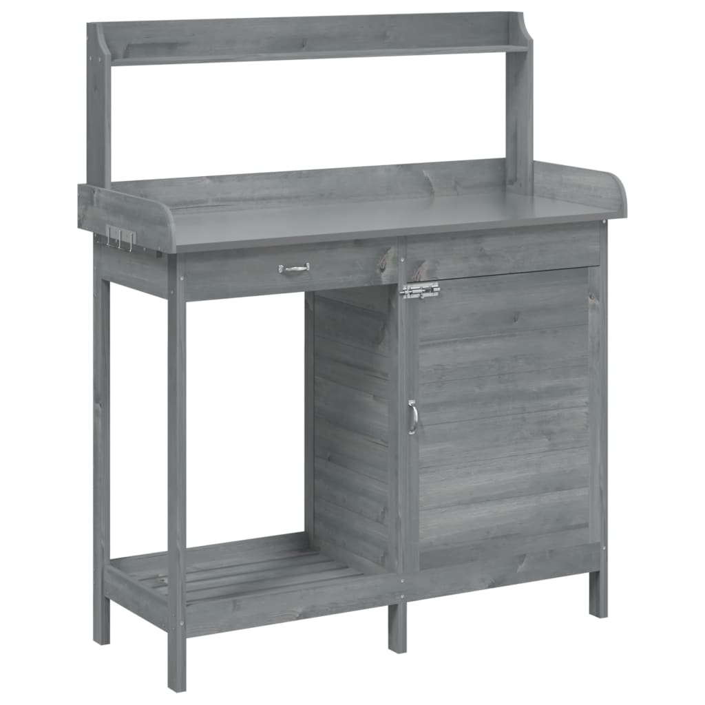 vidaXL Mesa para macetas y armario madera abeto gris 110,5x45x124,5 cm