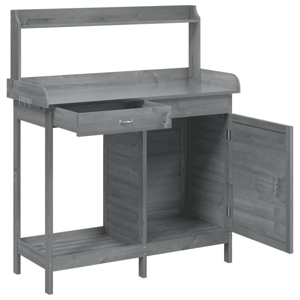 vidaXL Mesa para macetas y armario madera abeto gris 110,5x45x124,5 cm