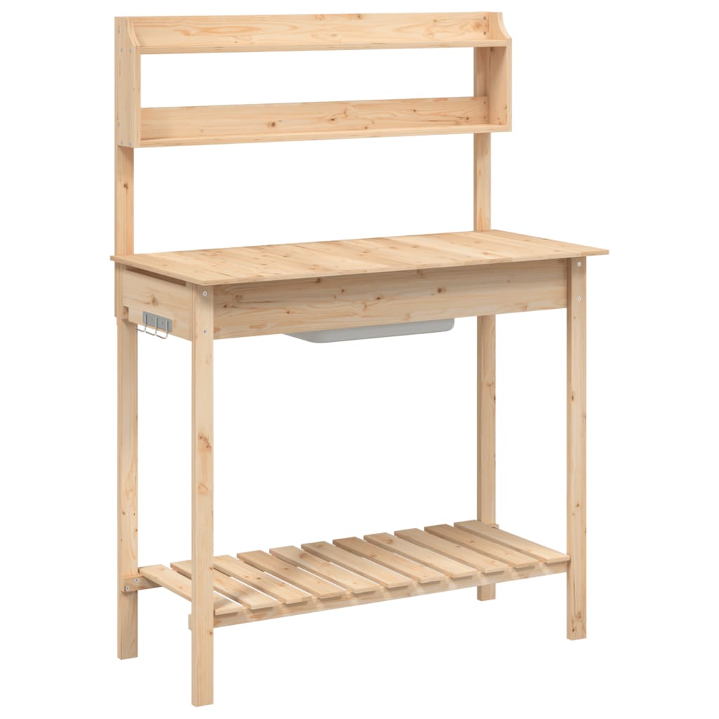 vidaXL Mesa para macetas con fregadero madera abeto 147,5x44x139,5 cm