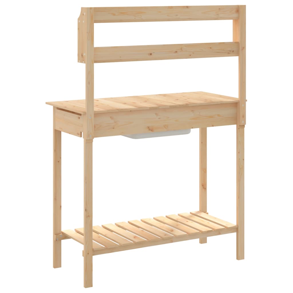 vidaXL Mesa para macetas con fregadero madera abeto 147,5x44x139,5 cm