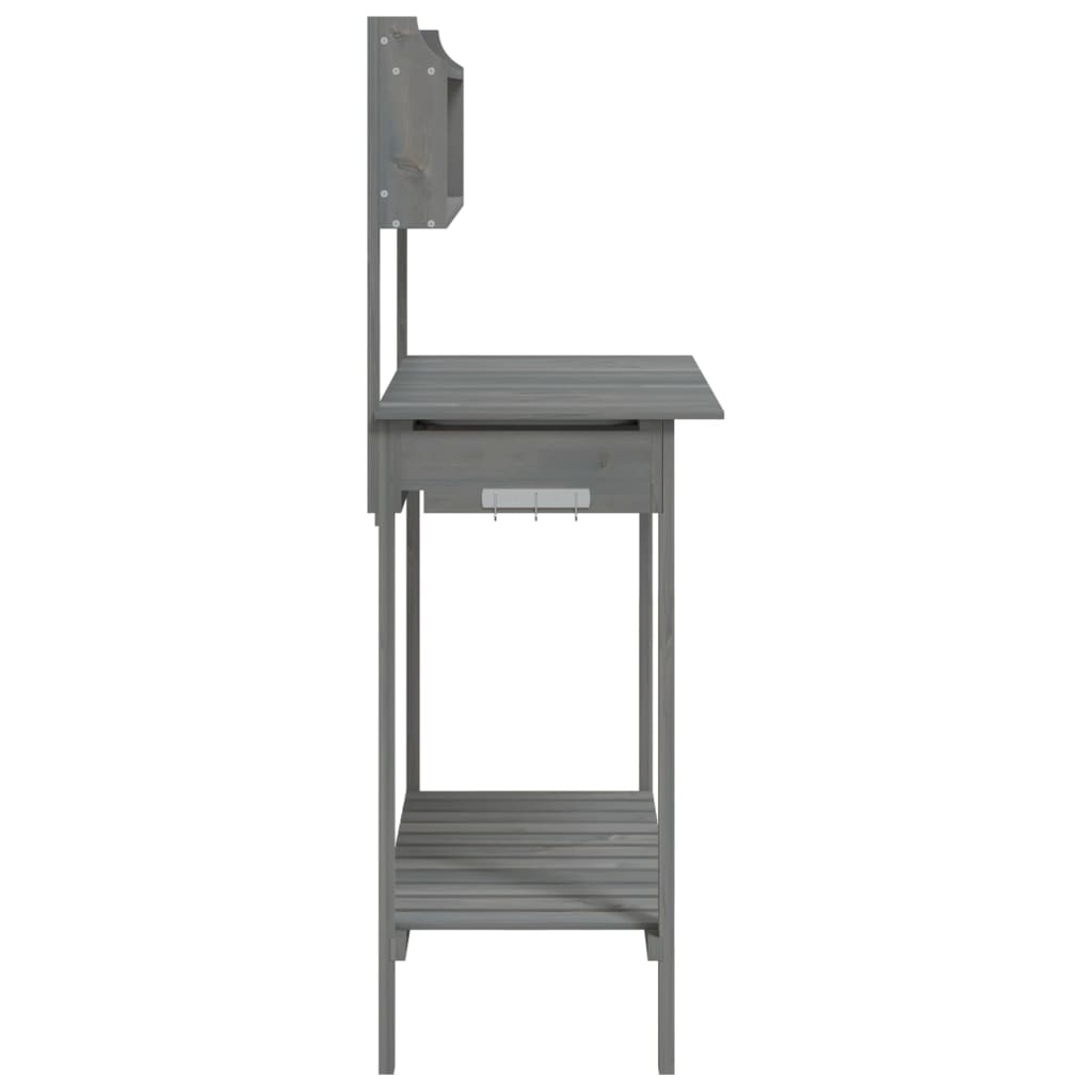 vidaXL Mesa para macetas con fregadero abeto gris 147,5x44x139,5 cm