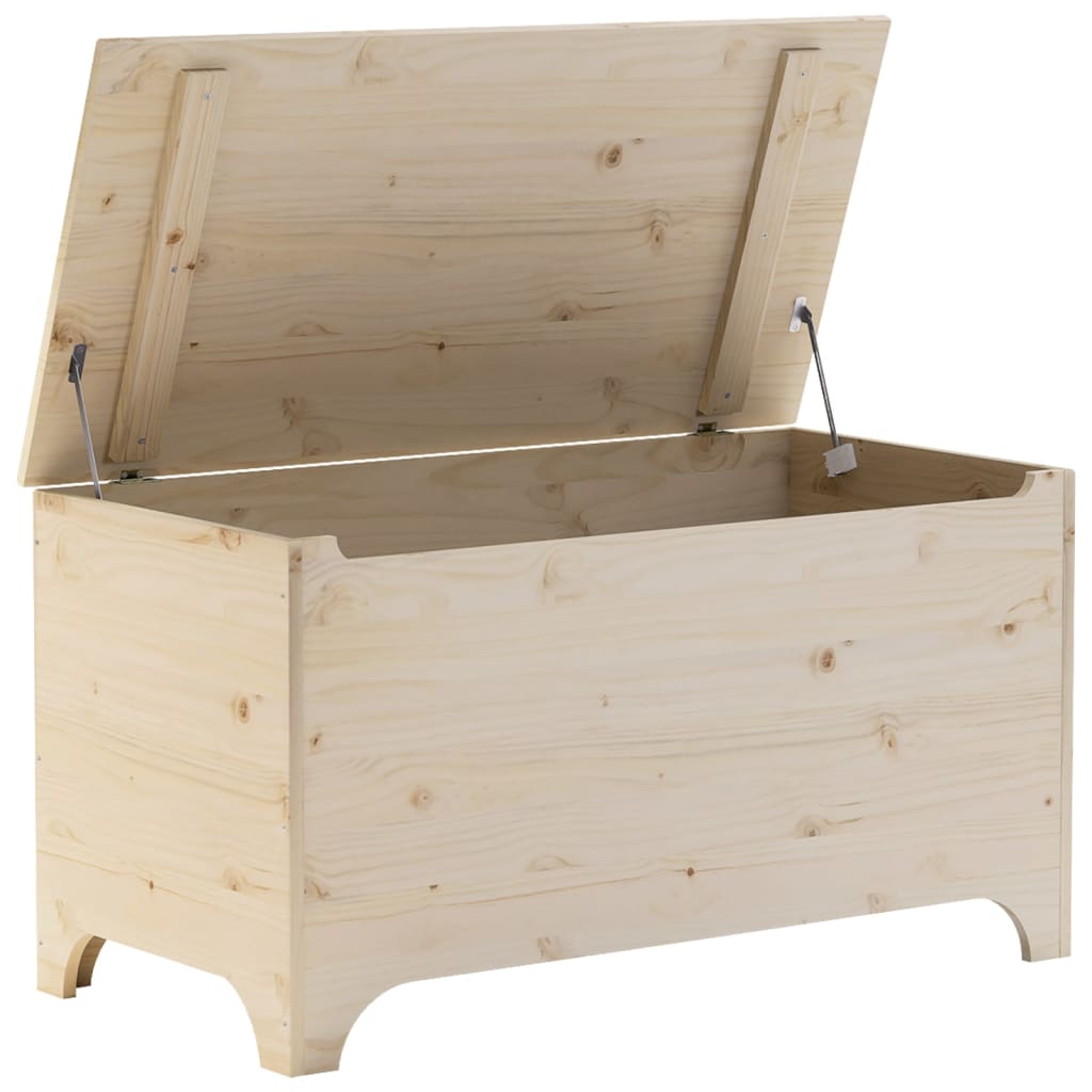 vidaXL Caja de almacenaje con tapa RANA madera maciza pino 100x49x54cm