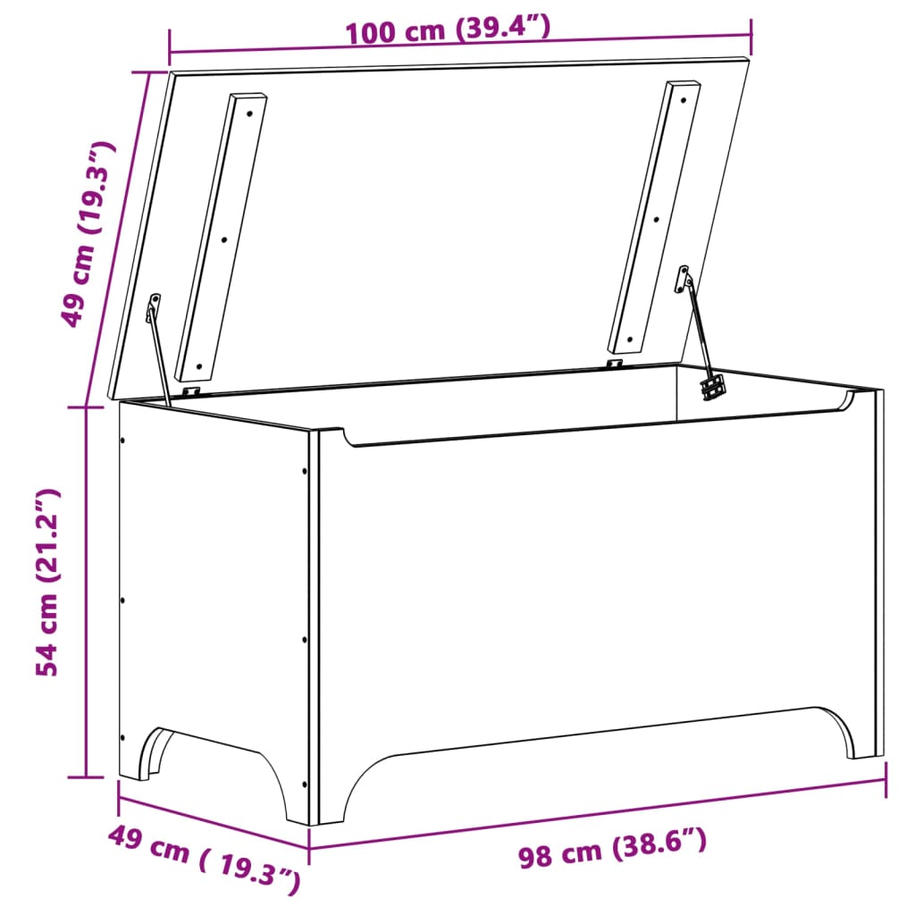 vidaXL Caja de almacenaje con tapa RANA madera maciza pino 100x49x54cm