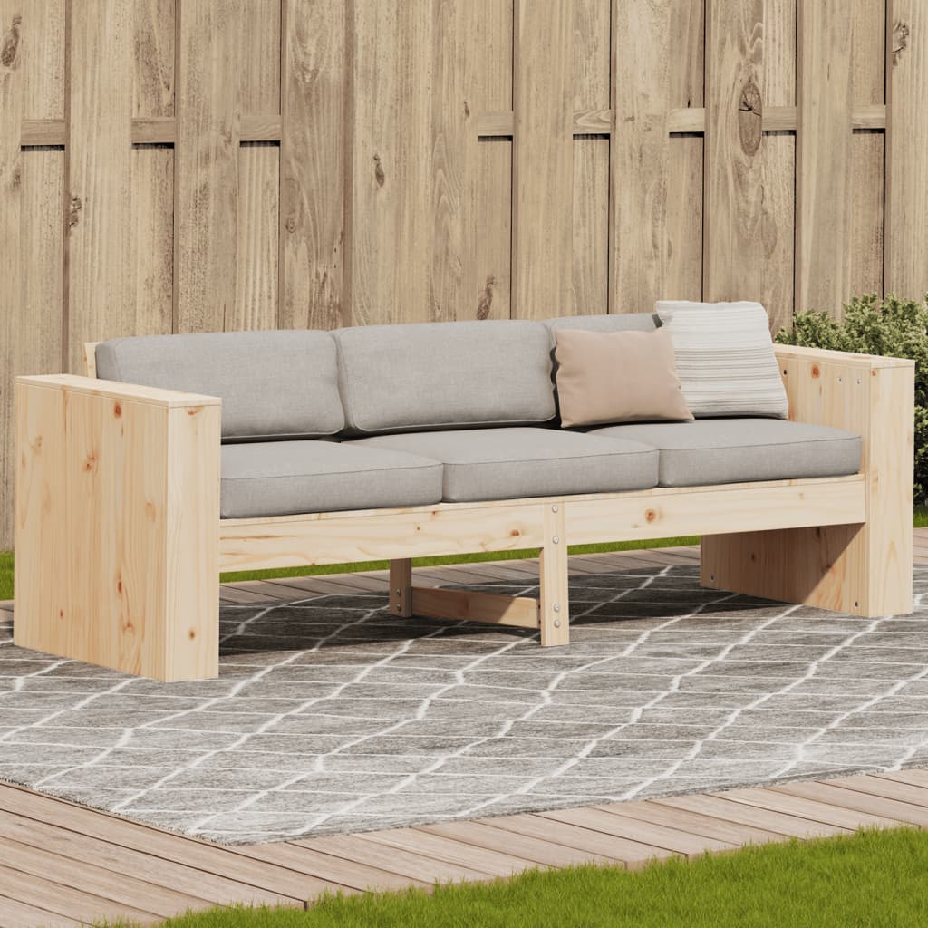 vidaXL Sofá de jardín de 3 plazas madera maciza de pino 189x60x62 cm