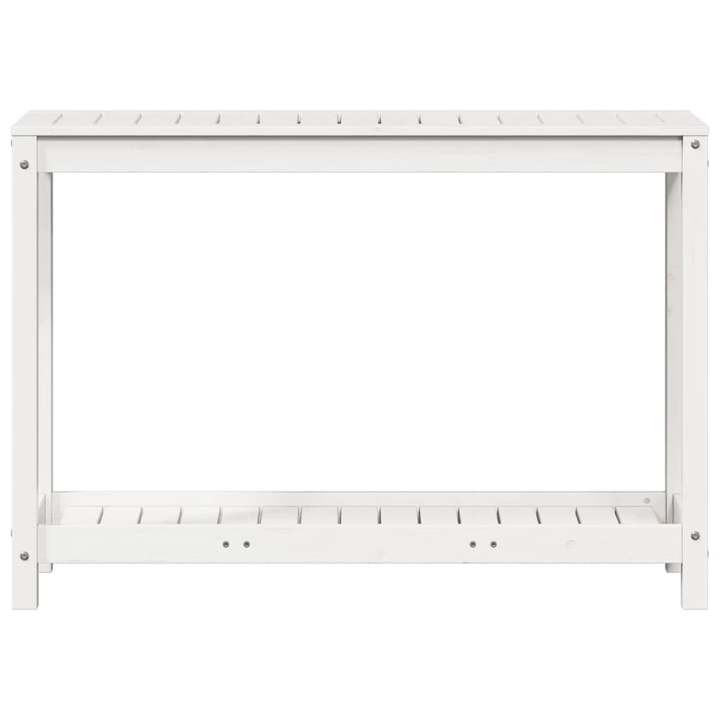 vidaXL Mesa de plantación con estante madera pino blanco 108x35x75 cm