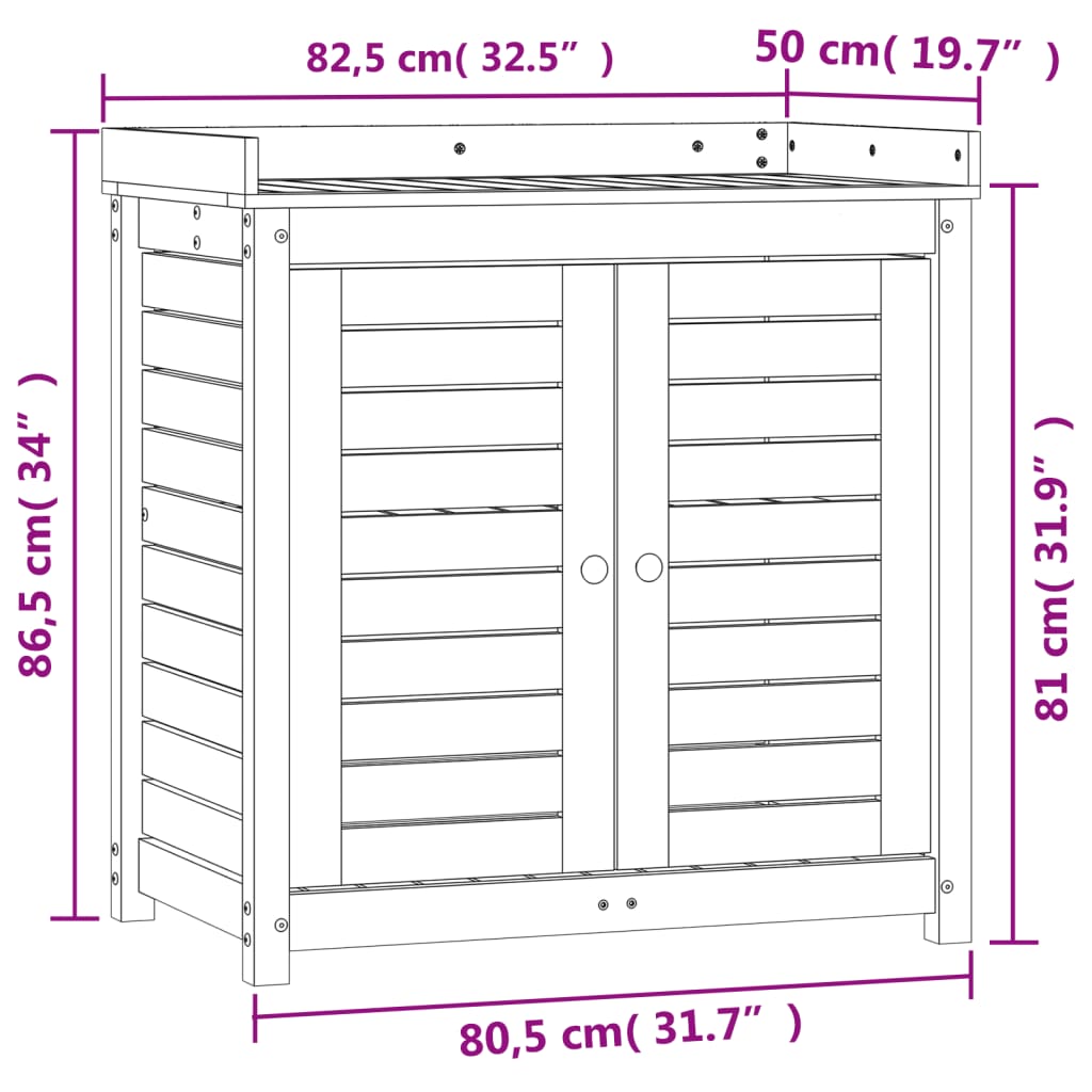 vidaXL Mesa plantación con estantes madera pino blanco 82,5x50x86,5 cm