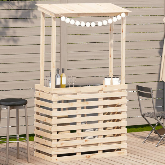 vidaXL Mesa de bar de jardín con techo madera maciza 112,5x57x195,5 cm