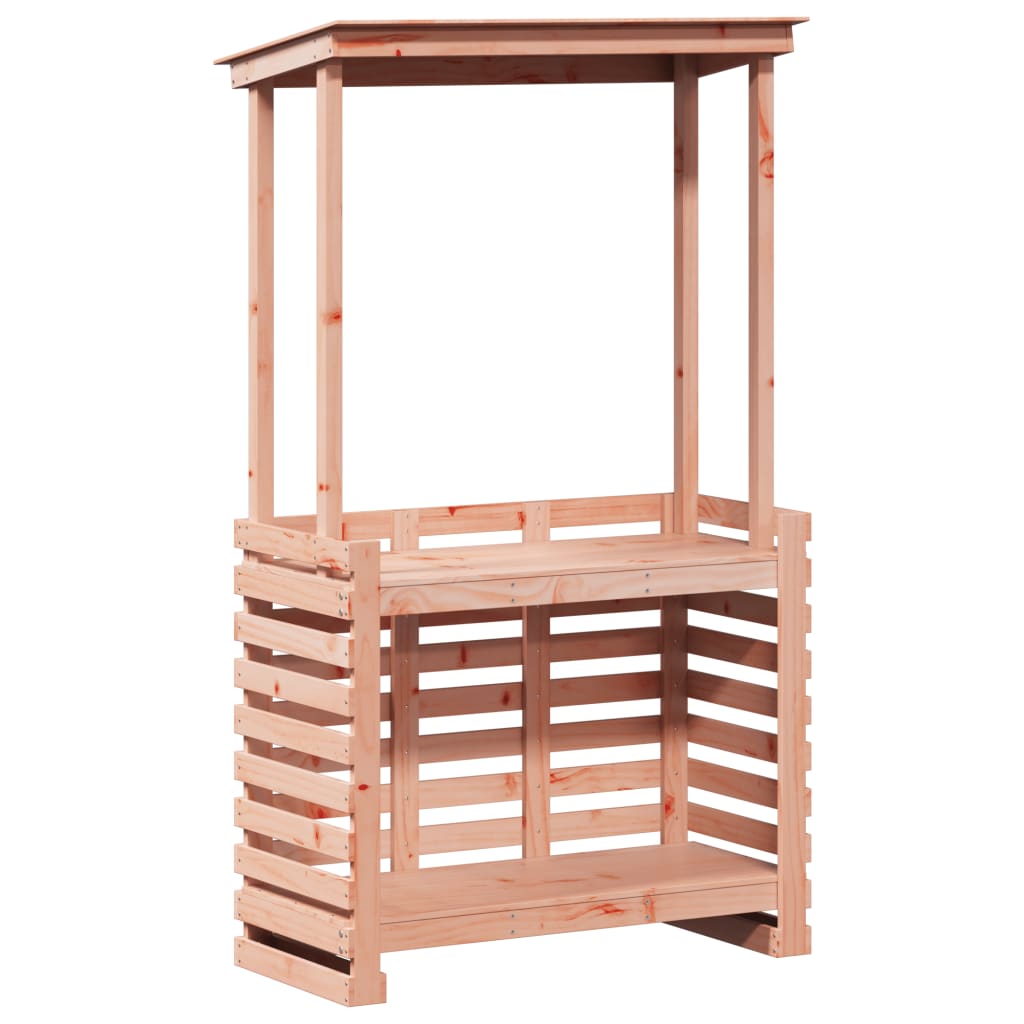 vidaXL Mesa de bar de jardín con techo madera maciza 112,5x57x195,5 cm