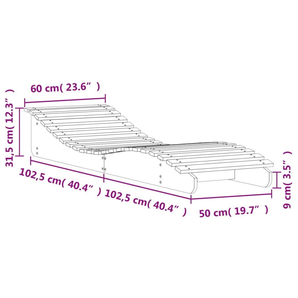 vidaXL Tumbona de madera maciza de pino 205x60x31,5 cm