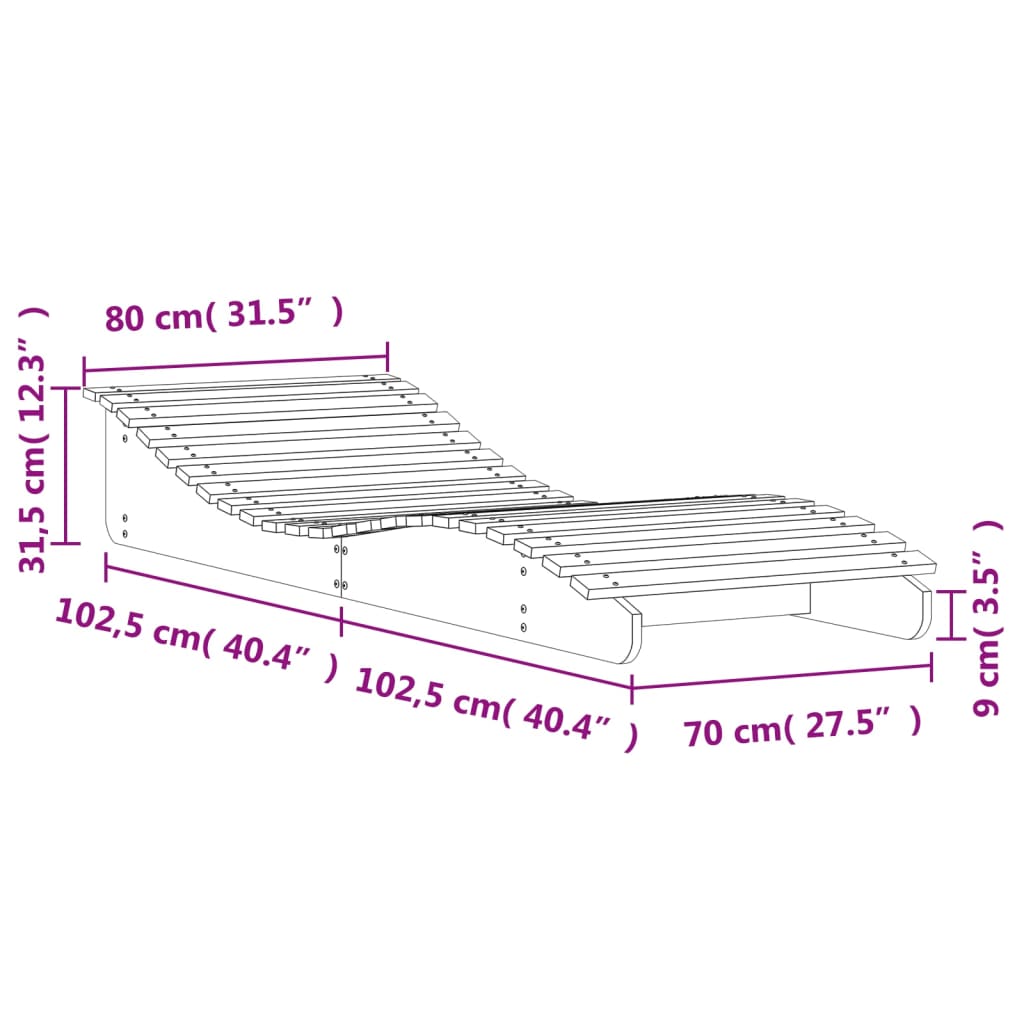 vidaXL Tumbona de madera maciza de pino 205x80x31,5 cm