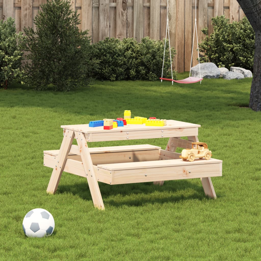 vidaXL Mesa de picnic para niños madera maciza de pino 88x97x52 cm