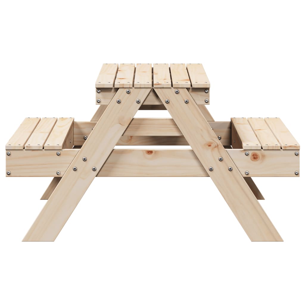 vidaXL Mesa de picnic para niños madera maciza de pino 88x97x52 cm