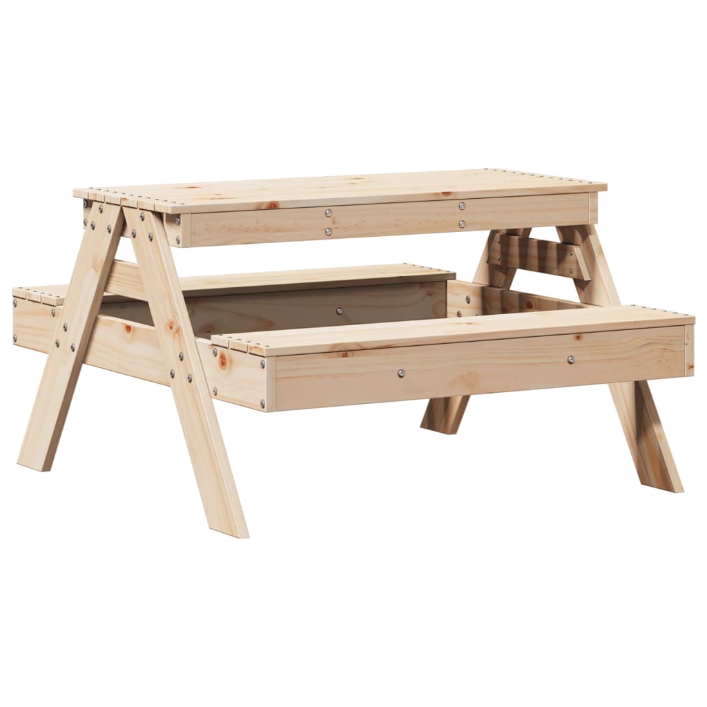 vidaXL Mesa de picnic para niños madera maciza de pino 88x97x52 cm